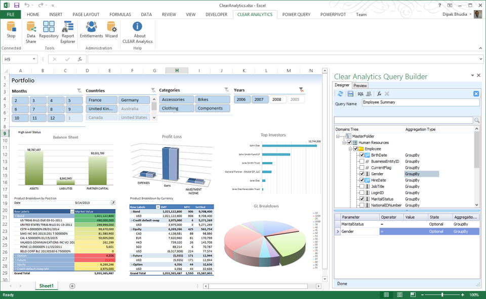 screenshot of Clear Analytics